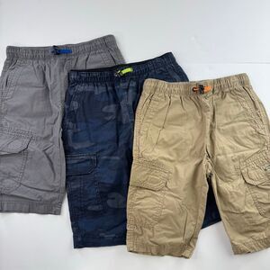 Union Bay Cargo Shorts Lot Of 3 Boys Size Medium Gray Blue Khaki Pull Up Cotton
